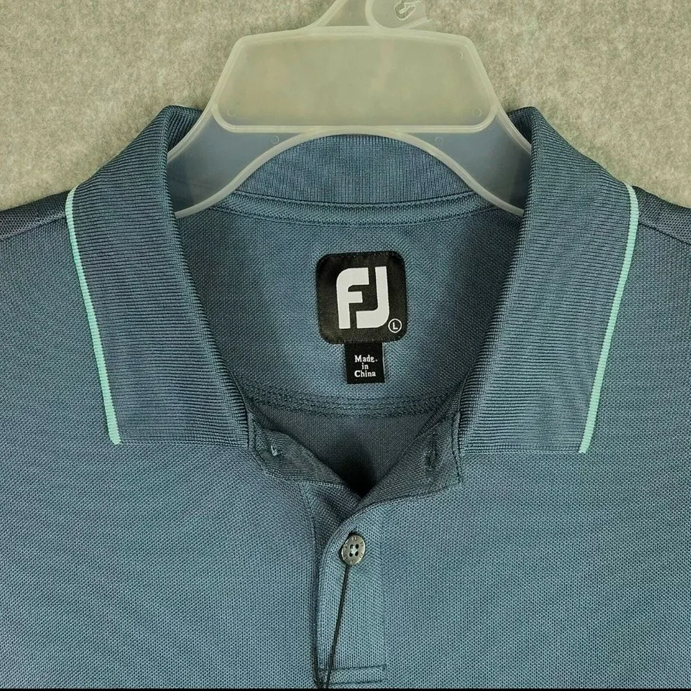 FootJoy FJ Shirt Mens Large Golf Polo Breton Stripe Short Sleeves Active Blue - Picture 4 of 13